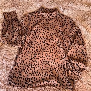 Silk Animal Print Pullover Blouse